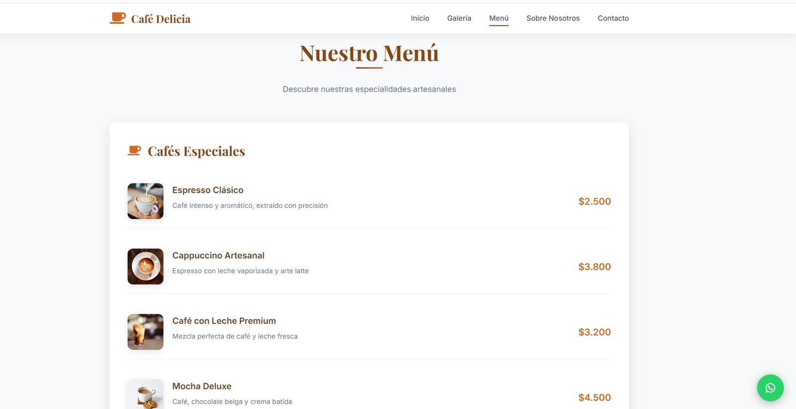 Proyecto Café Delicia - Área de Trabajo